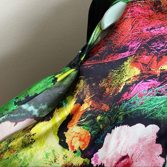 Rocco Barocco Floral Abstract silk dress XS - Picture 13 of 16